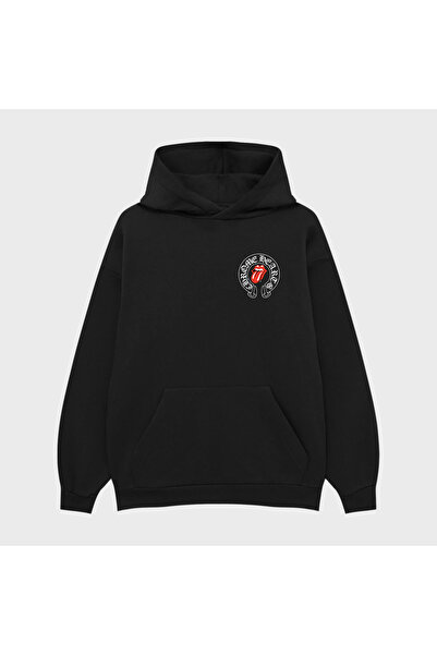 TRAGEDY سويت شيرت للجنسين ROLLING RED DİL B مطبوع 3 İplik Şa مبطن بالصوف oodie