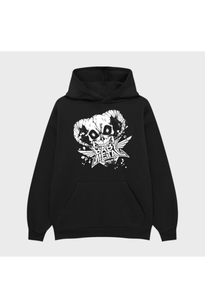 PURE EFFECT Hanorac unisex BABY METAL SKULL cu imprimeu 3 Thread Ş cu căptușe...