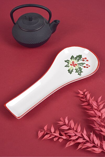 Piatti Naturali Ceramic Dirty Spoon Rest – Kokina Flower Pattern Countertop Spoon Rest & Spoon Holder Handmade Gift