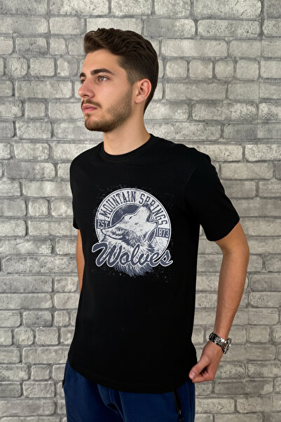 barsdepo Tricou imprimat MOUNTA IN SPRING WOLVES, Tricou unisex pentru copii/...