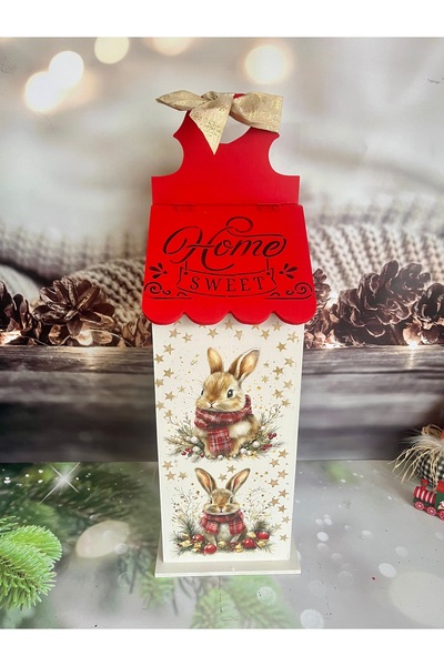 Bypinaryuksel Rabbit Patterned Starry Wooden Bag Holder