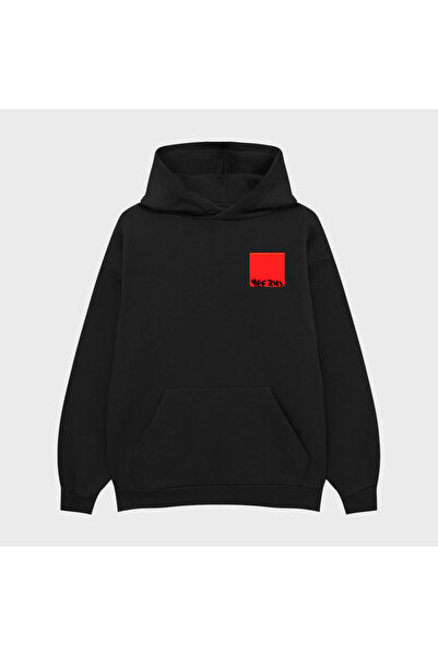 PURE EFFECT Hanorac unisex YEEZUS DISK cu imprimeu 3 Thread Ş cu căptușeală d...