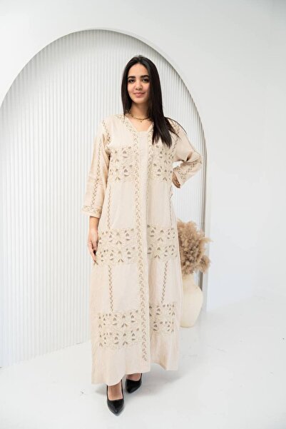 AFandina Linen jalabiya with luxurious royal embroidery SM-12