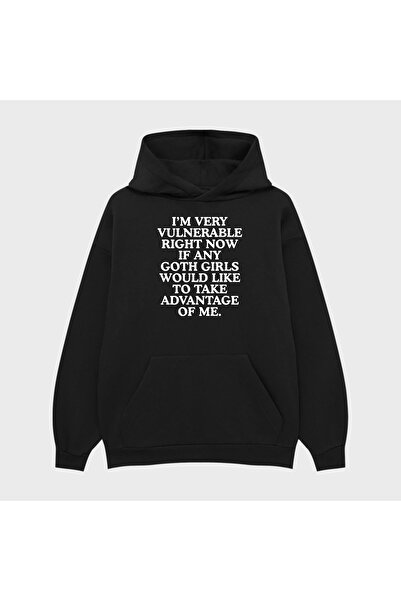 PURE EFFECT Hanorac unisex IM VERY VULNERABLE cu imprimeu 3 Thread Ş cu căptu...