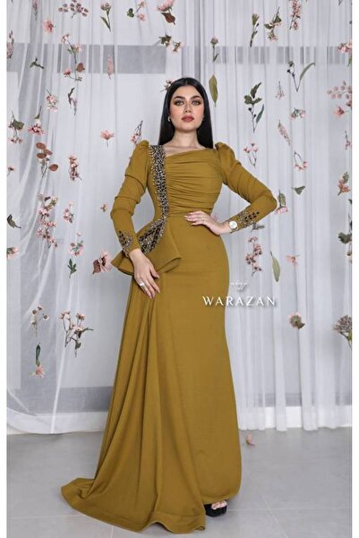 Warazan Long Evening Dress with Embroidery