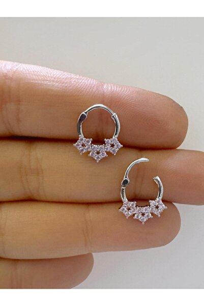 Arescollection 1 adet çelik pembe zirkon taşlı septum daith helix lobe uyumlu...