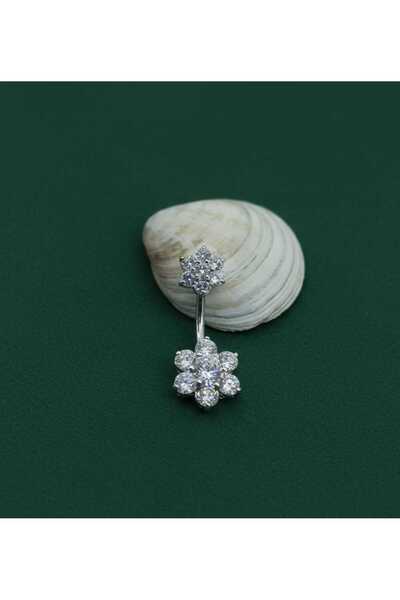 Simge Gümüş 925 Ayar Gümüş Zirkon Taşlı Göbek Piercing