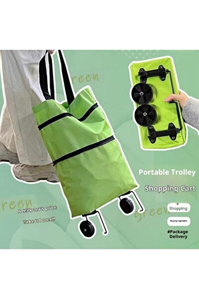 iron candy 2-in-1 Foldable Shopping Trolley Bag 48cm Reusable Cart Waterproof...