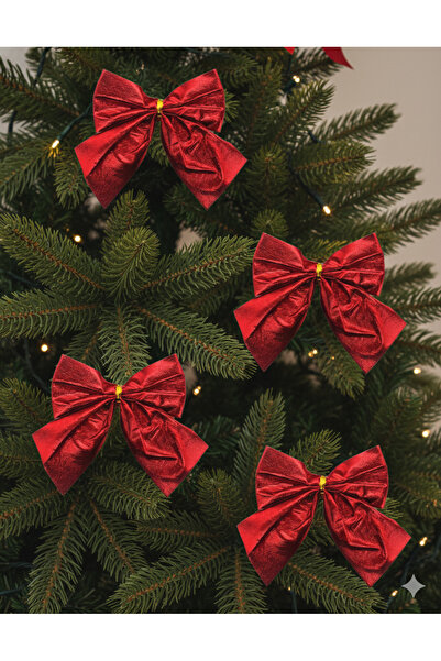 DODOMAR 10 cm – Set de 4 bucăți de decor pentru copac, cu fundă de Crăciun, s...