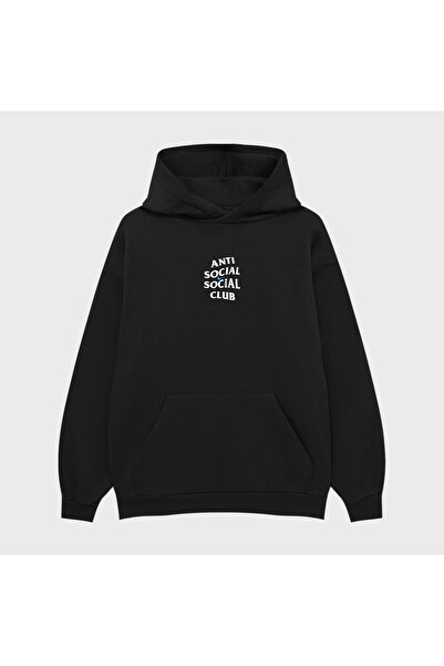 PURE EFFECT Hanorac unisex ANTI OFF W SOCIAL cu imprimeu 3 Thread Ş cu căptuș...