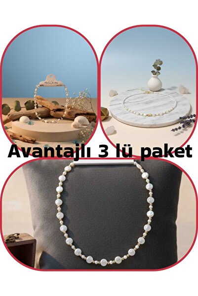 trendhazan A Quality-Advantaged 3-Piece Pack of Natural+Acrylic Special Design Women's Necklace