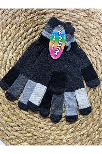 Kadim Erkek ve Kiz Çocuk akrilik Eldiven-Garson boy çizgili renkli parmak tas...