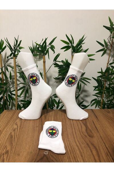 AyganStore Unisex Beyaz Kolej Düz Desenli Spor Çorap