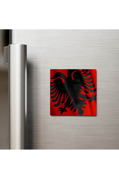 iBerk Arnavutluk - Albania - Klasik Ülke Bayraklı Baskılı Buzdolap Magneti Ka...