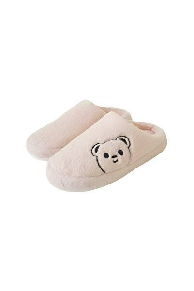 Noliva Women's Teddy Bear Patterned Closed-Front Plush House Slippers