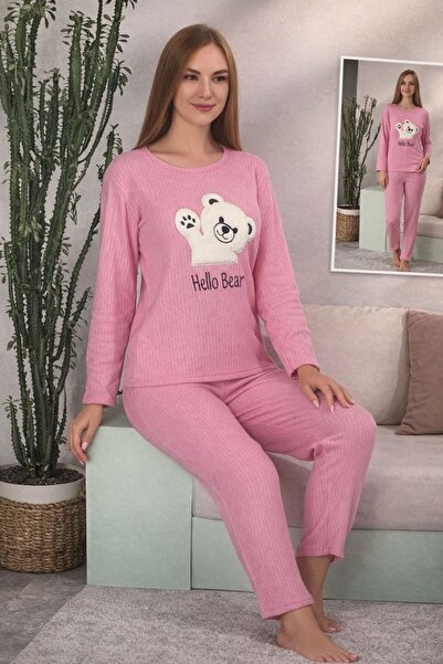 MUK's Beauty Tools Pink Soft Corded Fabric Cotton Knitted Pajama Set