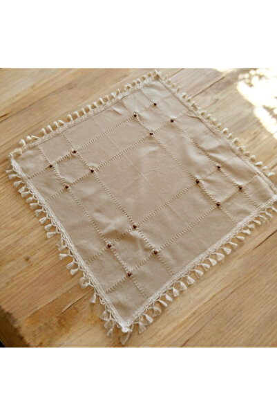 denizli hatırası Buldan Diaper Tassel Brown Beaded Natural Organic Vintage Fiskos Tablecloth
