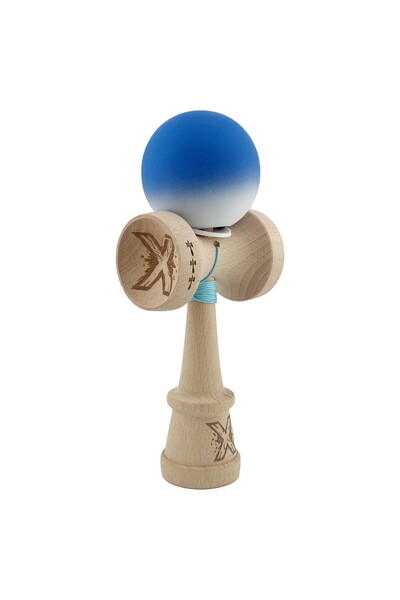 Flippy Kendama X Originala, Profesionala, Flippy, Rubber Grip, Cupe Mari KING SIZE V3,Gradient Albastru/Alb