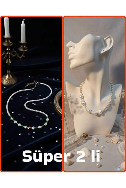 trendhazan قلادة نسائية بتصميم خاص من الأكريليك الطبيعي + ياسي، عبوة من قطعتين، ذات جودة فائقة ومميزة