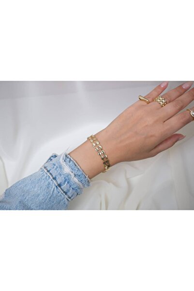 ATELİER TUĞBA سوار سلسلة الشعير المزدوجة BLK172 - 17 سم + 3 سم