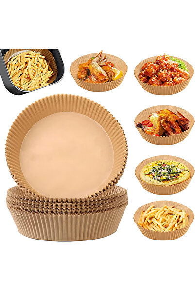 Teno Set of 300 Disposable Round Baking Papers for Air Fryer, 20x16x4.5 cm, brown