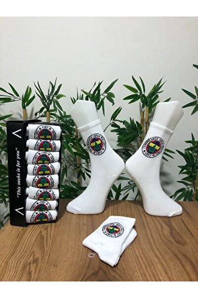 AyganStore 8 Çift Unisex Renkli Desenli Soket Çorap Desenli Beyaz Kolej Çorap...