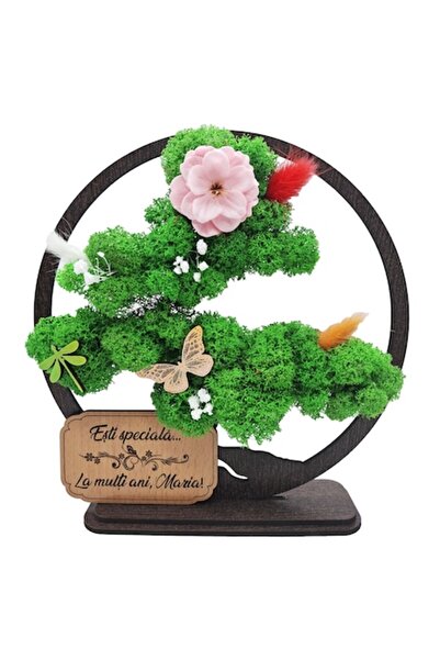 OEM Decorative Painting - Bonsai with Stabilized Lichens and Decorative Accents