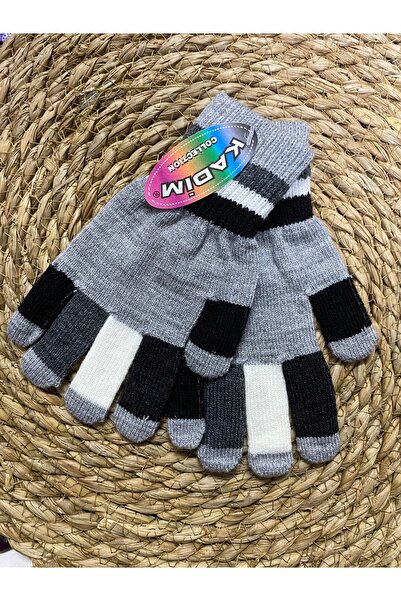 Kadim قفازات أكريليك للأولاد والبنات - تصميم ملون بأصابع مخططة للأولاد من عمر...