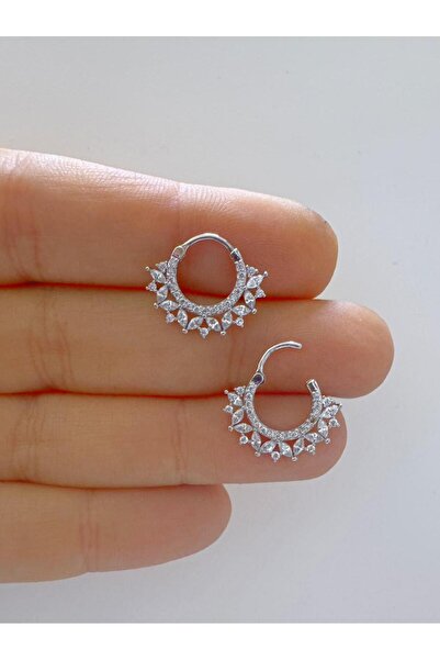 Arescollection 1 adet çelik zirkon taşlı septum daith helix lobe uyumlu piercing