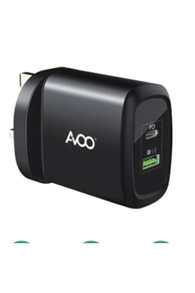 AVOO فيش شاحن منفذين اسود 108 PD 20W