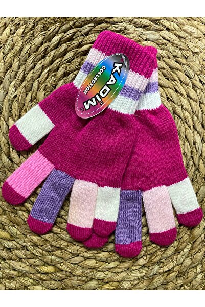 Kadim Boys and Girls' Acrylic Gloves- Waiter Boy Striped Colorful Finger Desi...