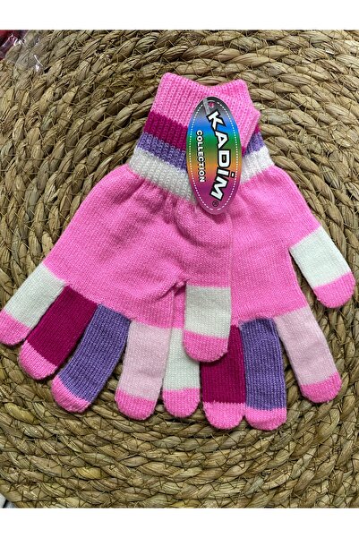 Kadim Erkek ve Kiz Çocuk akrilik Eldiven-Garson boy çizgili renkli parmak tas...
