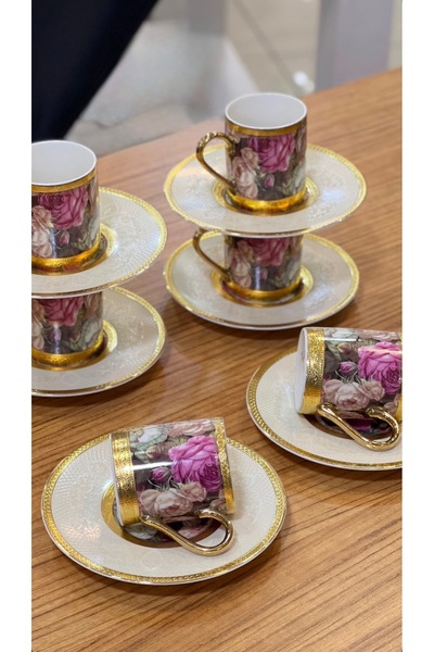 hediye ESTERHOMEDECOR طقم فناجين قهوة بورسلين 6 أشخاص