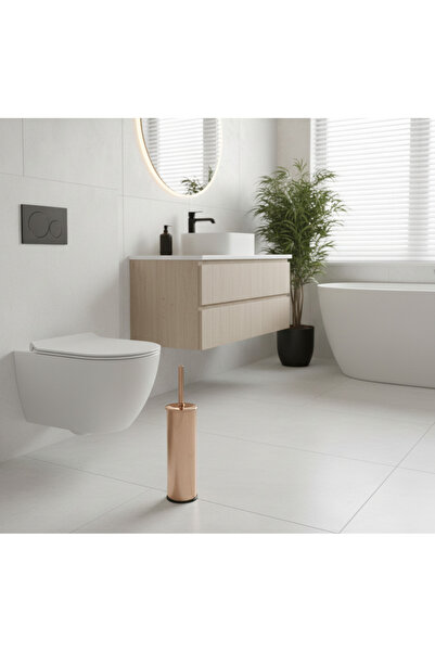 EMFA AKSESUAR فرشاة تواليت ذهبية وردية عتيقة - فرشاة تواليت نحاسية - فرشاة حم...