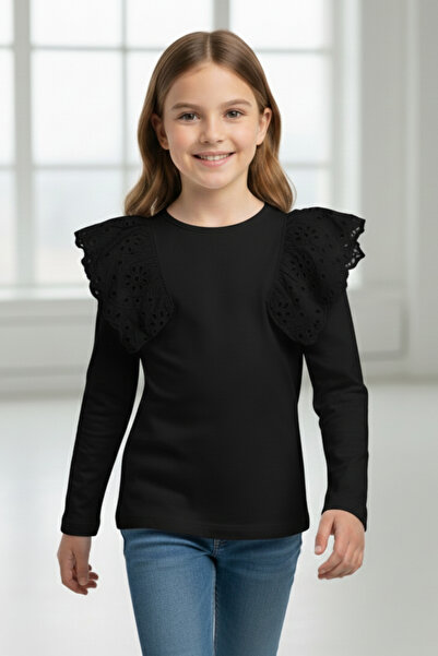 Neva Baby Boutique Girls' Long Sleeve Holiday Blouse with Black and White Col...