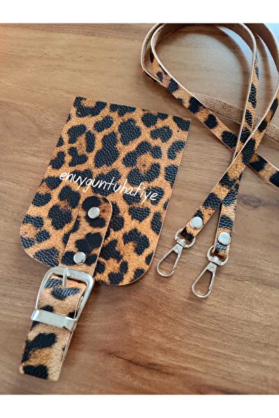 Enuyguntuhafiye Leopar Desenli TELEFONLUK SETİ, Deri Cep Telefonu Çanta Kapağ...