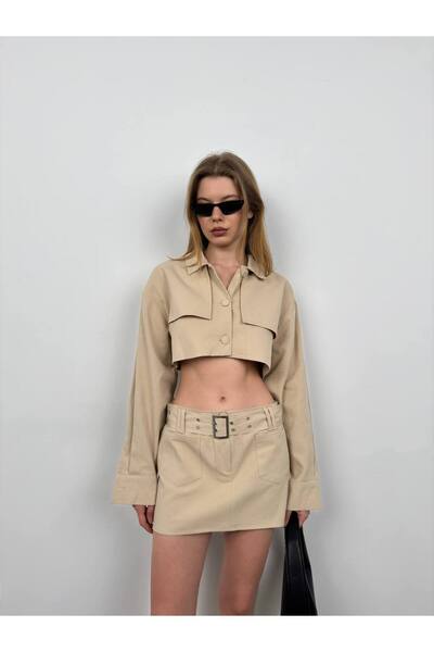 vuvutasarım Button Detailed Women's Crop Jacket 24S08019