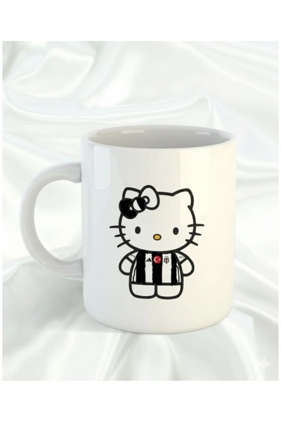 sartre art Bjk Beşiktaşlı Hello Kitty Porselen Kupa Bardak
