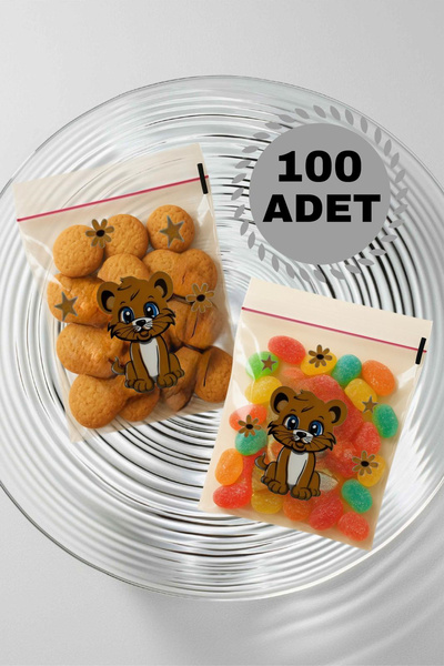 Hyd Aslan Desenli Bantlı Şeffaf Poşet Hediyelik Kendinden Yapışkanlı Jelatin 10x15cm 100 Adet