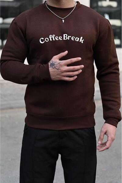 MayaCloset Discipline Printed Brown Unisex Fleece Sweatshirt – Crew Neck, Regular Fit