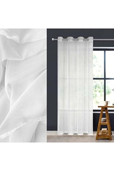 Tessari Perdea decorativă din voal alb cu inele 140 x 250 cm