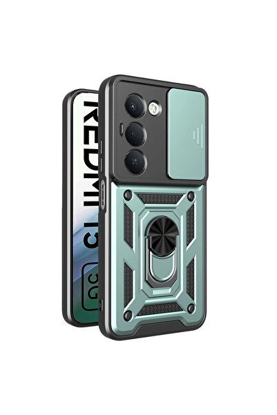 Twin Store غطاء سيليكون لهاتف ريدمي 15 4G مع حلقة للعدسة - أخضر