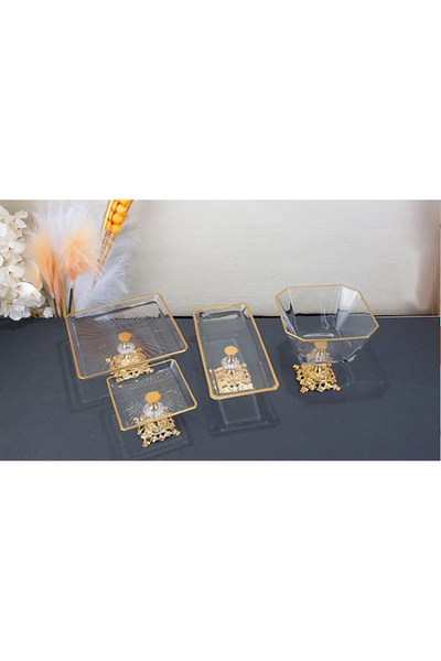 alfafe home 4-Piece Presentation Set with Cast Metal Legs