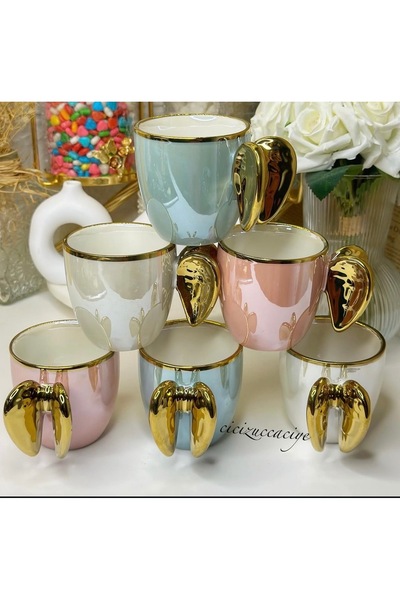 cicizuccaciye 6-Piece Melen Mug with Handle