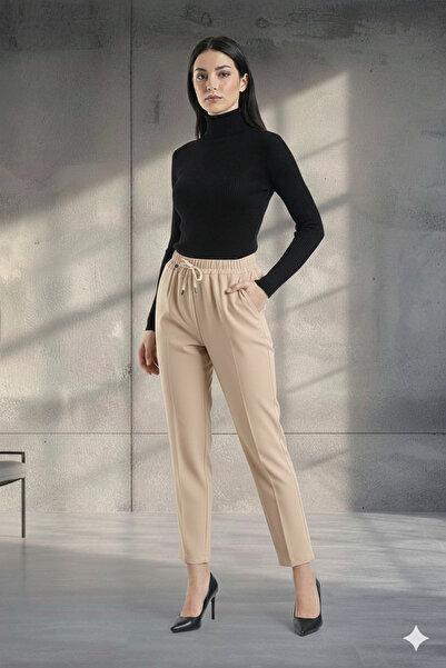 LEXİNWEAR Kadın Jogger Lastikli Pantolon Likralı Slim Esnek Kumaş