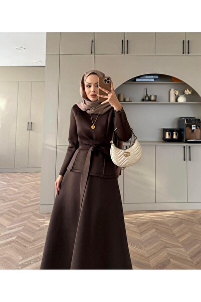 Molly Nelly Kadın Belden Oturtmalı Skuba Etekli Takım