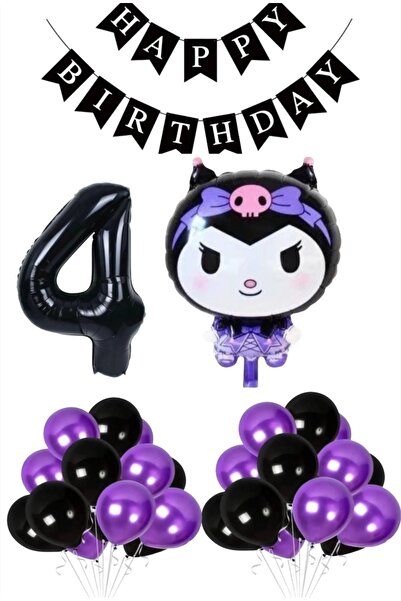 SİNDA Kuromi Doğum Günü Partisi Seti - Yaş Günü Konsepti - Folyo Balon ,Rakam...