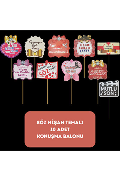 BatıDoğu Söz Nişan Temalı Konuşma Balonu 10 lu Paket - Dekoratif Parti Süsü
