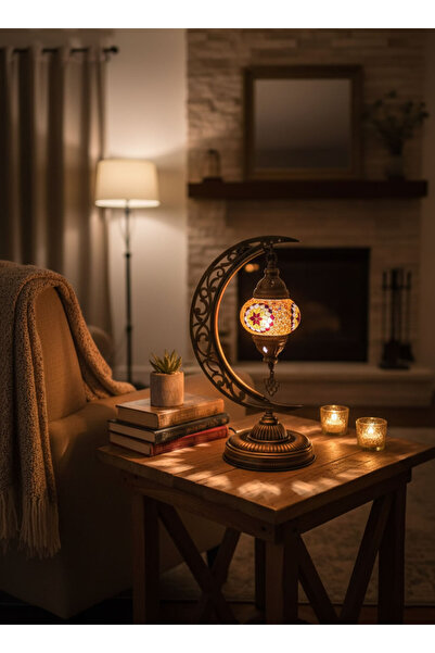 Solenza Masaüstü Otantik Osmanlı Hilal Motifli Masa Lambası