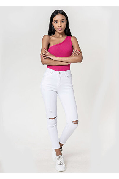 Nina Carter Women's slim jeans with torn details, White P501-10 M10